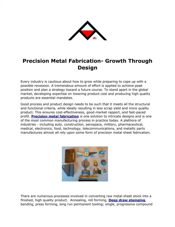 Precision Metal Fabrication- Growth Through Design