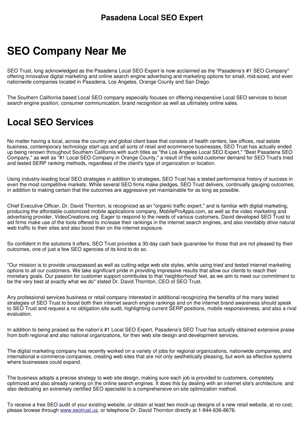 pasadena local seo expert