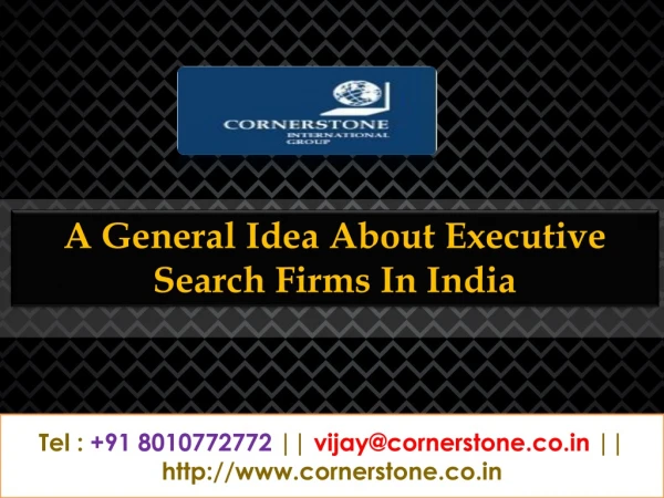 A General Idea About Executive Search Firms In India