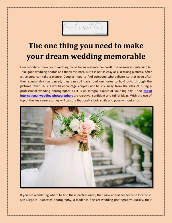 The one thing you need to make your dream wedding memorable