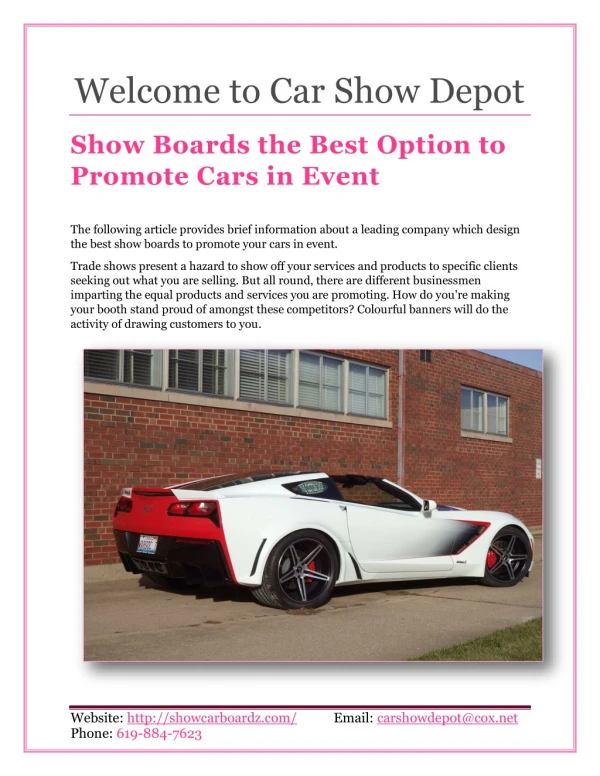 Informational Show Boards by Car Show Depot