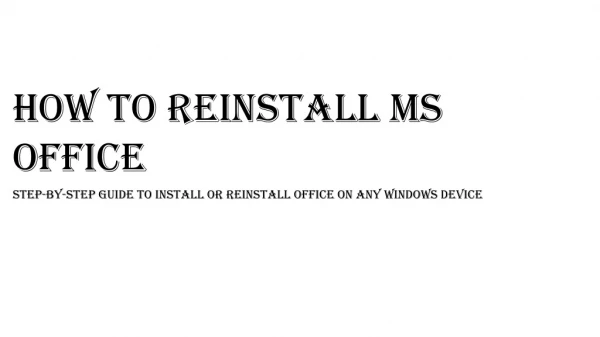 how to reinstall MS Office