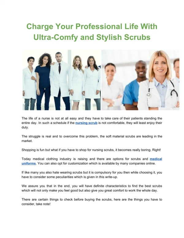 Charge Your Professional Life With Ultra-Comfy and Stylish Scrubs