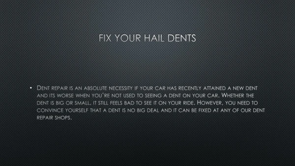 Fix Your hail Dent