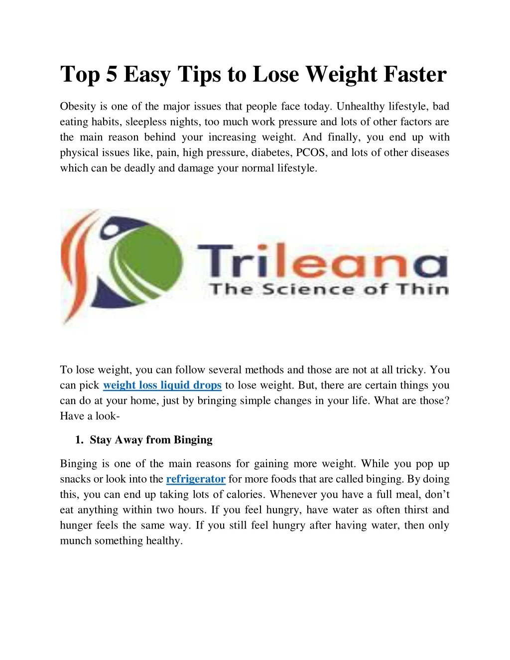 top 5 easy tips to lose weight faster