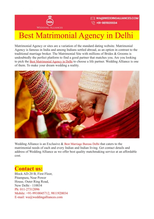 Best Matrimonial Agency in Delhi