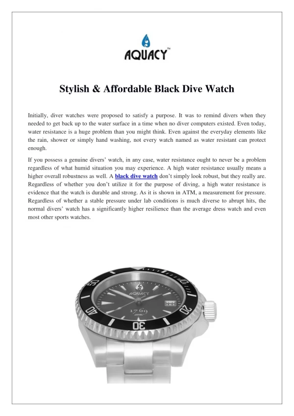 Stylish & Affordable Black Dive Watch