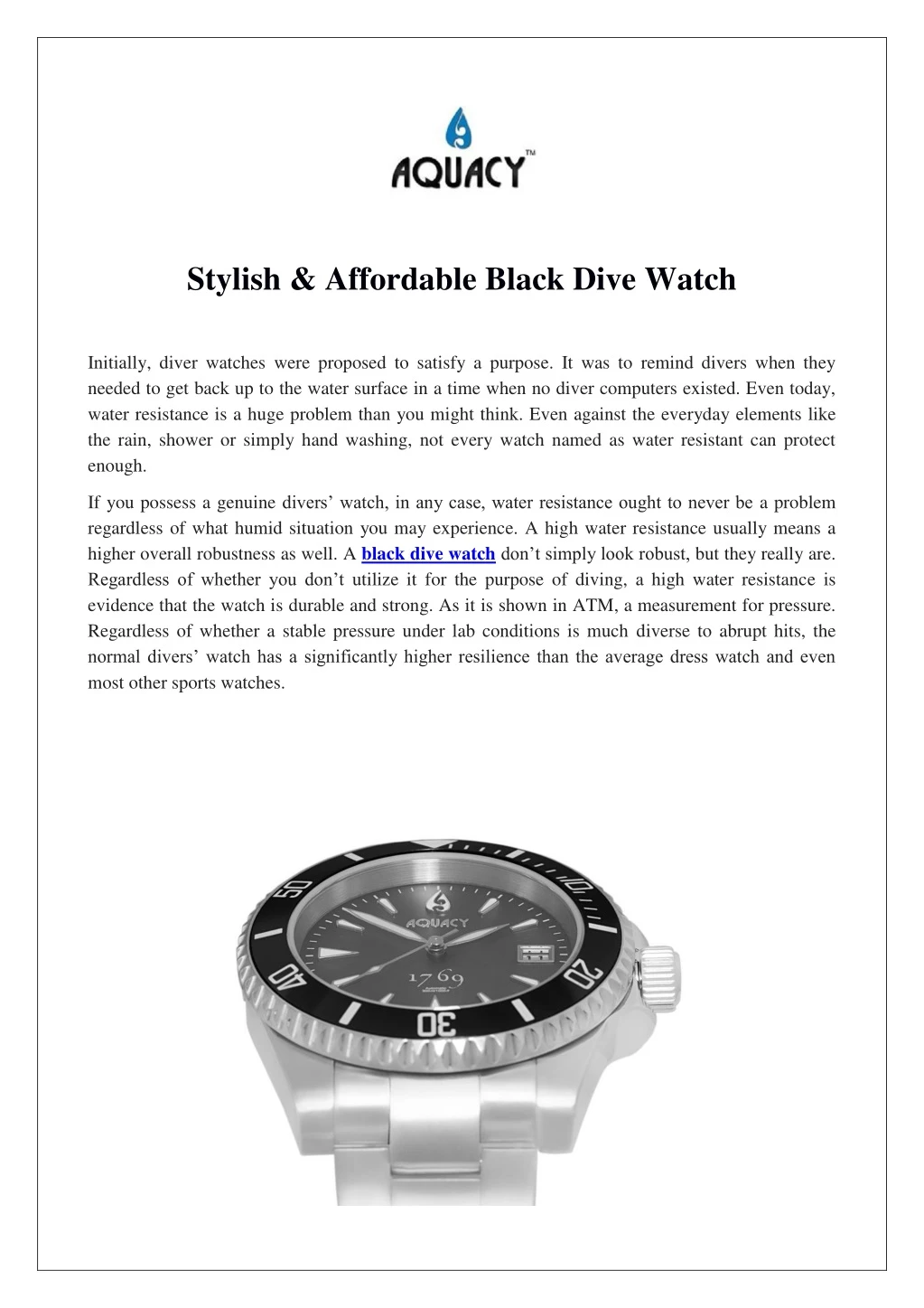 stylish affordable black dive watch