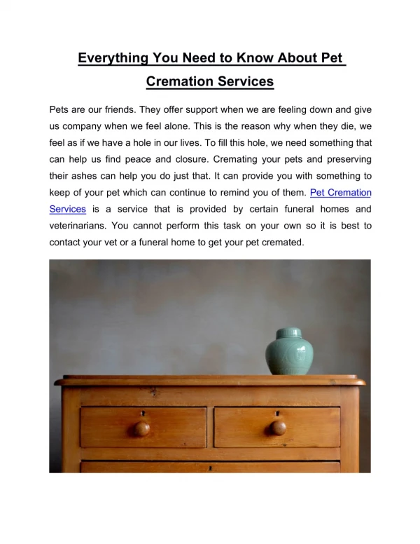 Everything You Need to Know About Pet Cremation Services