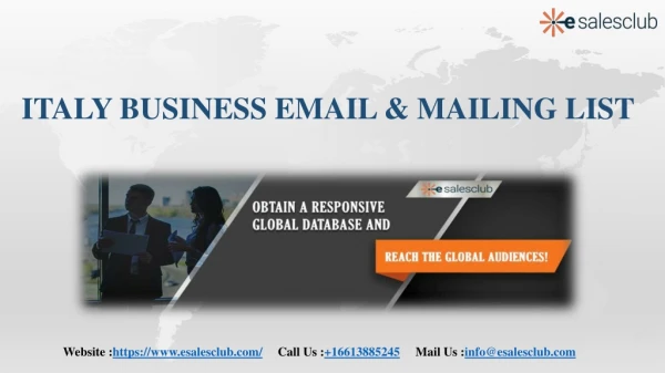 Best Italy Business Email List | Italy Business Mailing List | Italy Business Database - Esalesclub