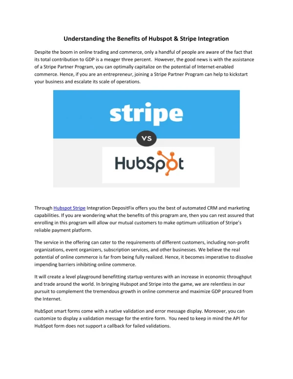 Understanding The Benefits of Hubspot & Stripe Integration