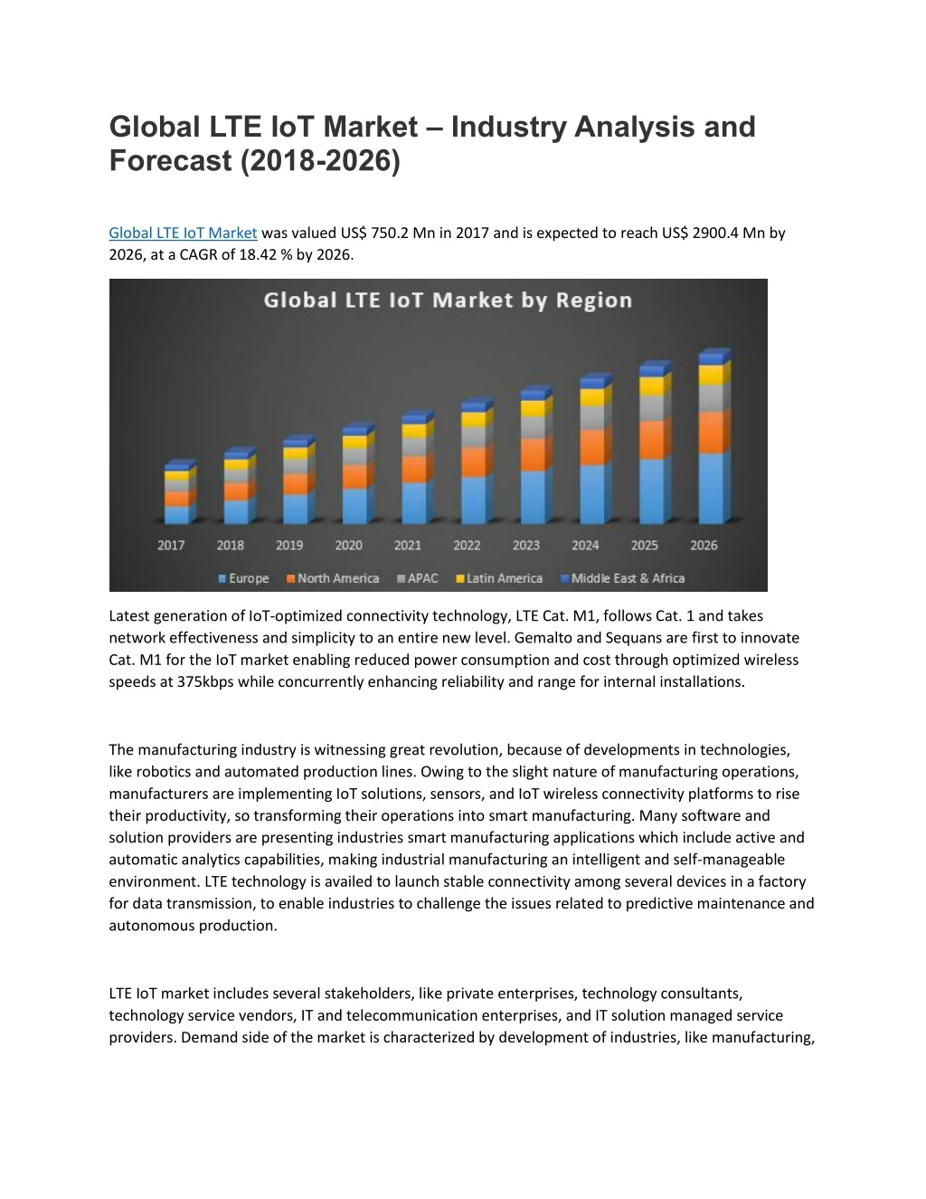 global lte iot market industry analysis