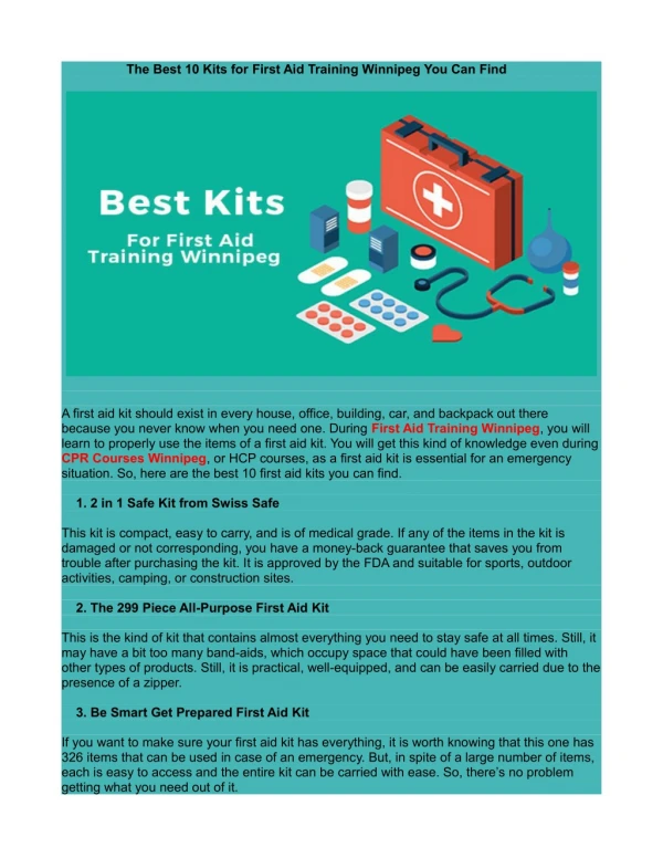 The Best 10 Kits for First Aid Training Winnipeg You Can Find
