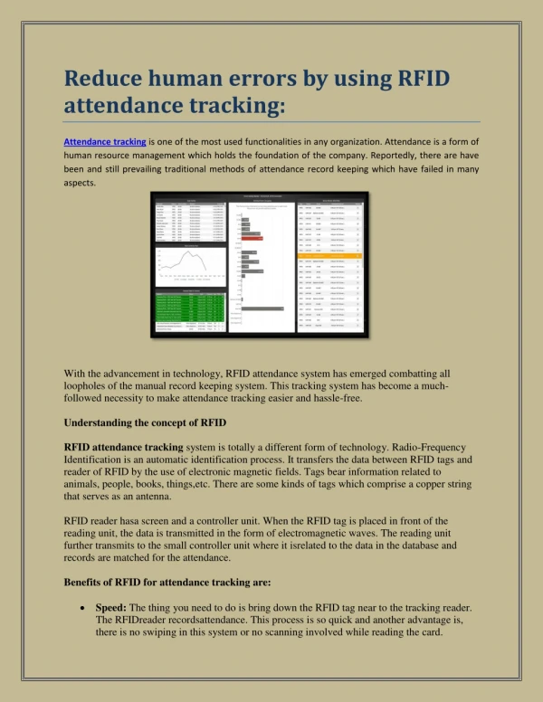 Reduce human errors by using RFID attendance tracking: