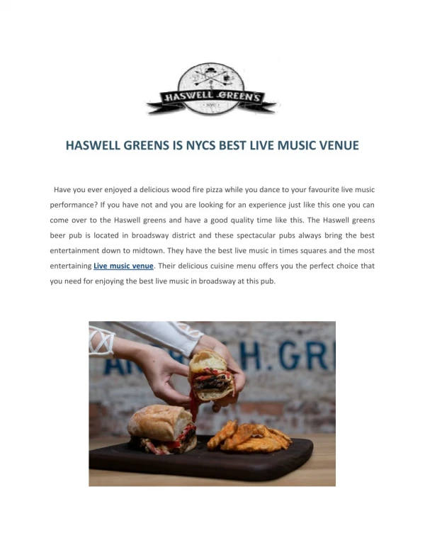 Haswell Green's - The Best Places For Live Music In NYC