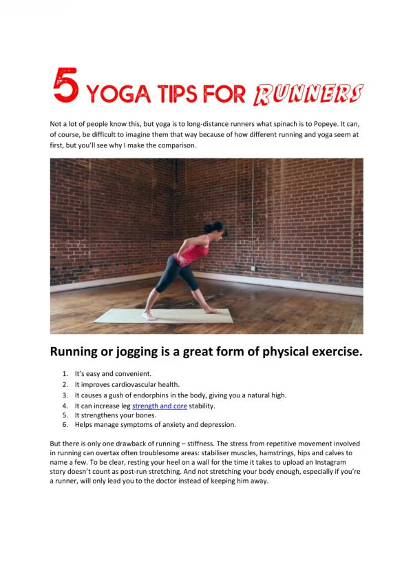 5 Yoga Tips for Runners