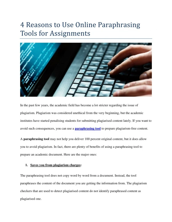 4 Reasons to Use Online Paraphrasing Tools for Assignments