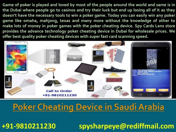 Trending Range of Poker Cheating Device in Saudi Arabia