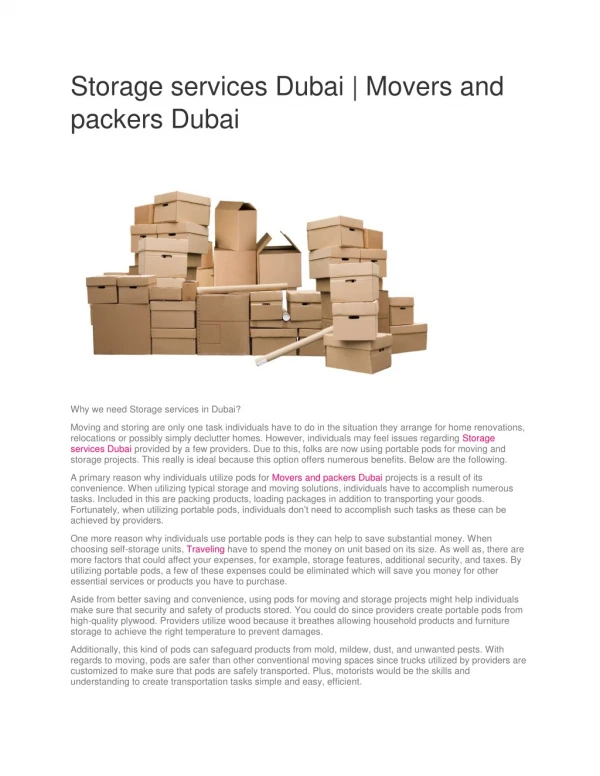 Storage services Dubai