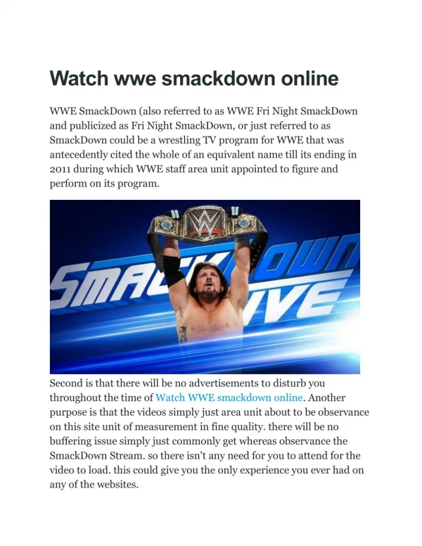 Watch wwe smackdown online