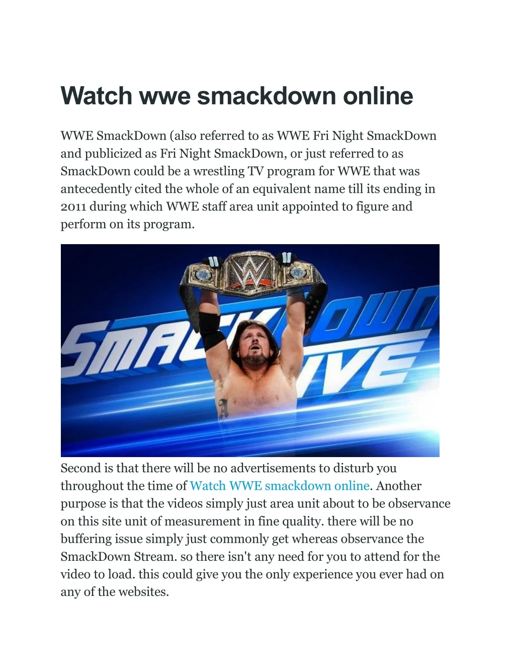 watch wwe smackdown online