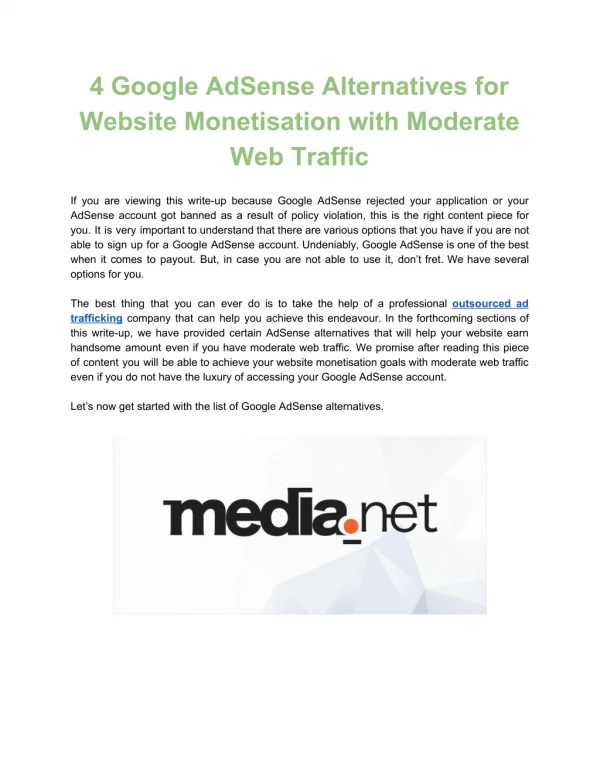 4 Google AdSense Alternatives for Website Monetisation with Moderate Web Traffic