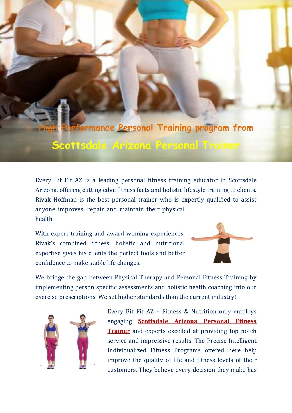 high performance personal training program from