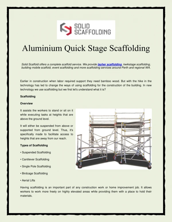 Aluminium Quick Stage Scaffolding