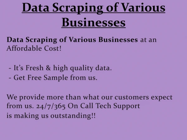 data scraping of various businesses