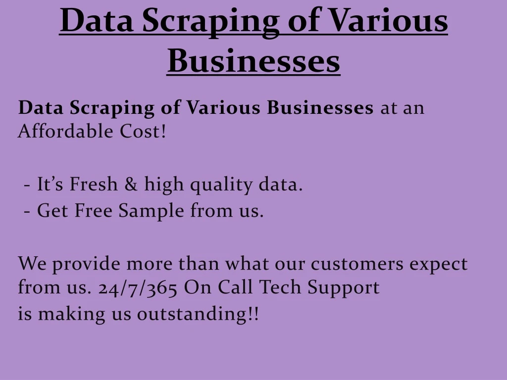 data scraping of various businesses