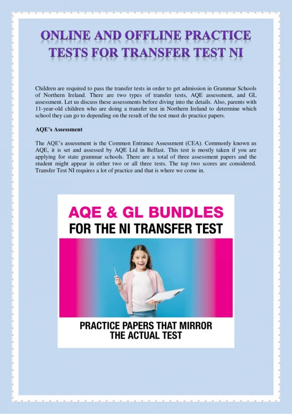 Online and Offline Practice Tests for Transfer Test NI