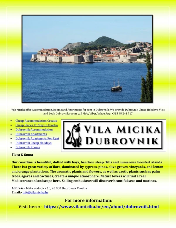 Dubrovnik Apartments For Rent
