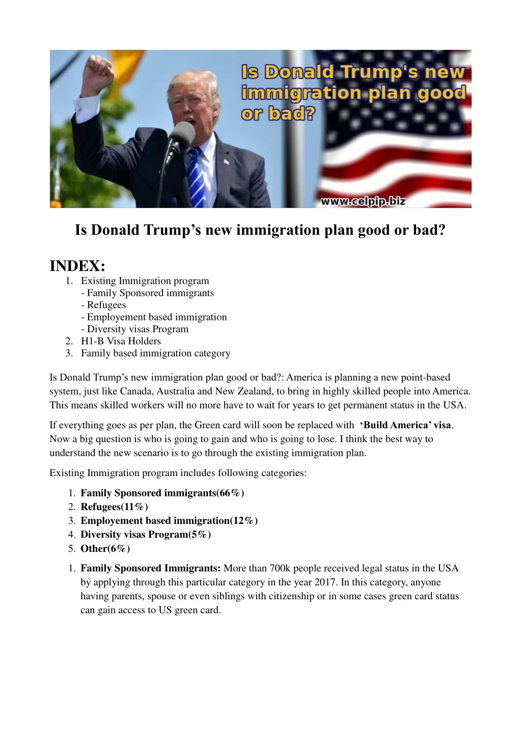 is donald trump s new immigration plan good