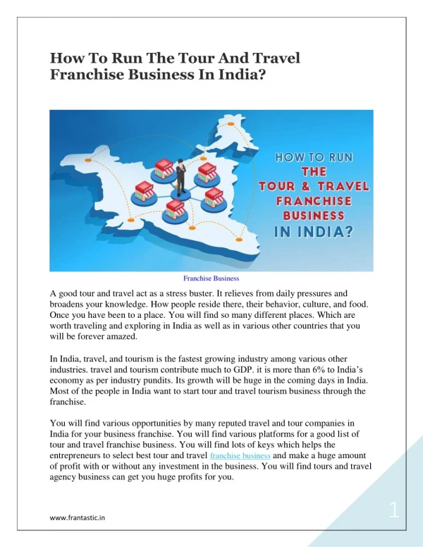 How To Run The Tour And Travel Franchise Business In India?