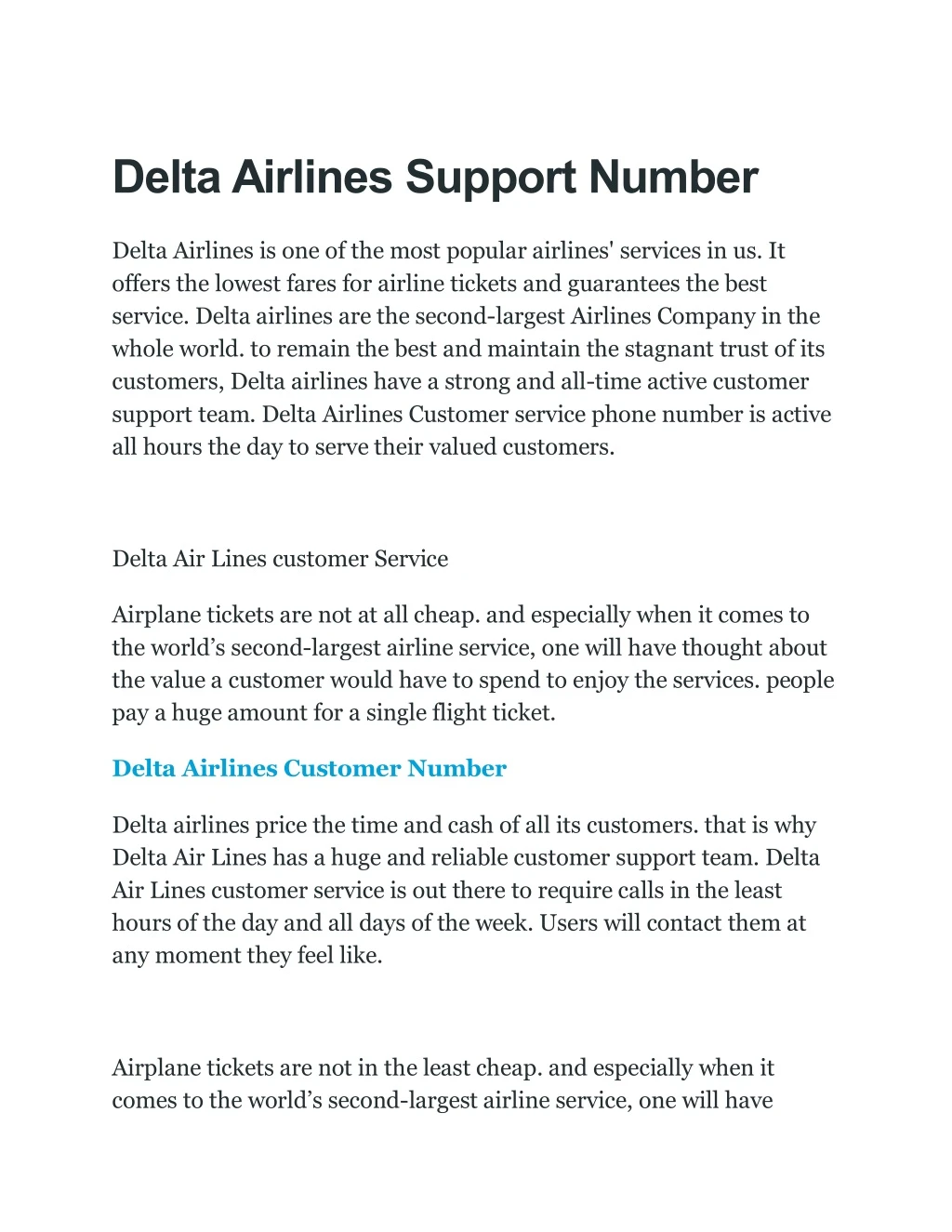 delta airlines support number