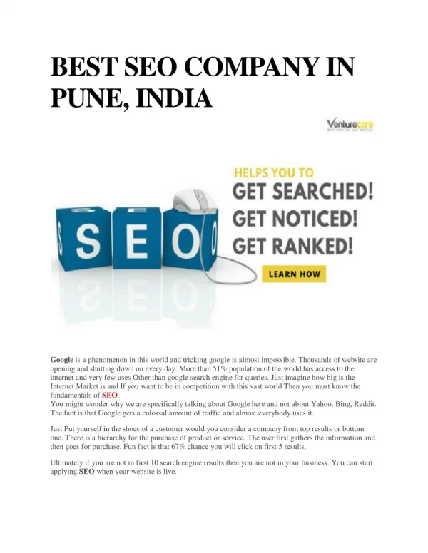 BEST SEO COMPANY IN PUNE, INDIA