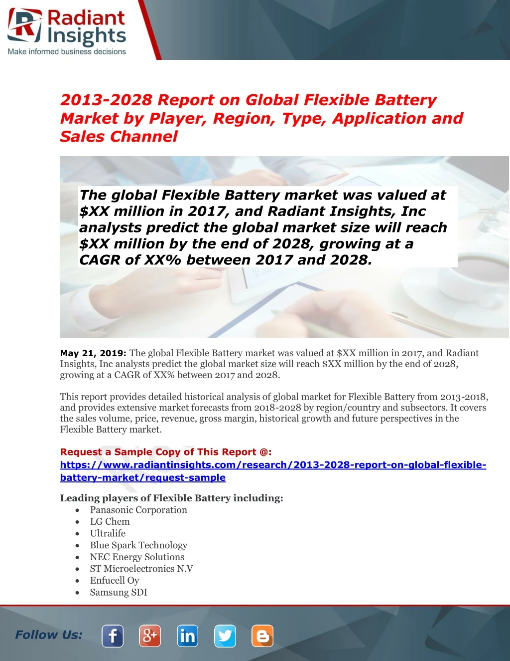 2013 2028 report on global flexible battery