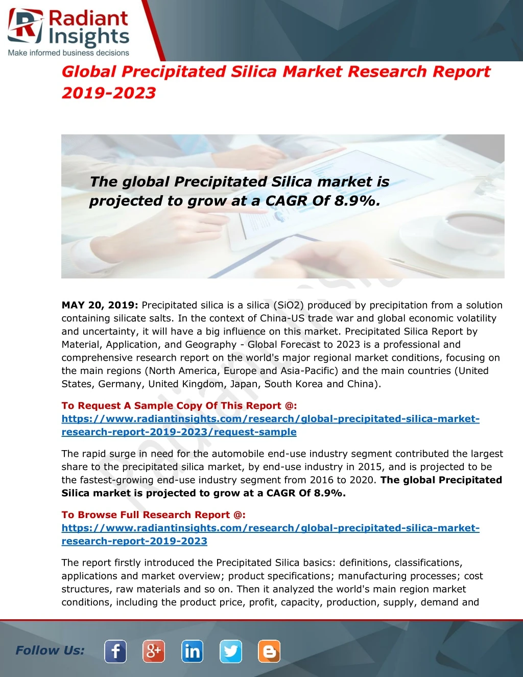 global precipitated silica market research report