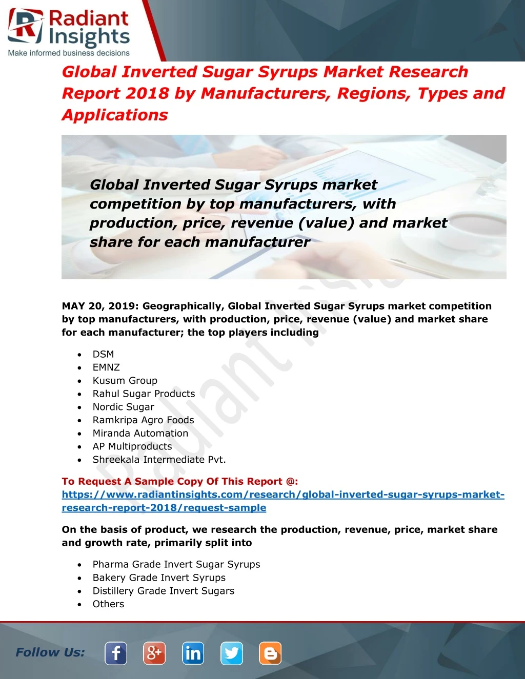 global inverted sugar syrups market research