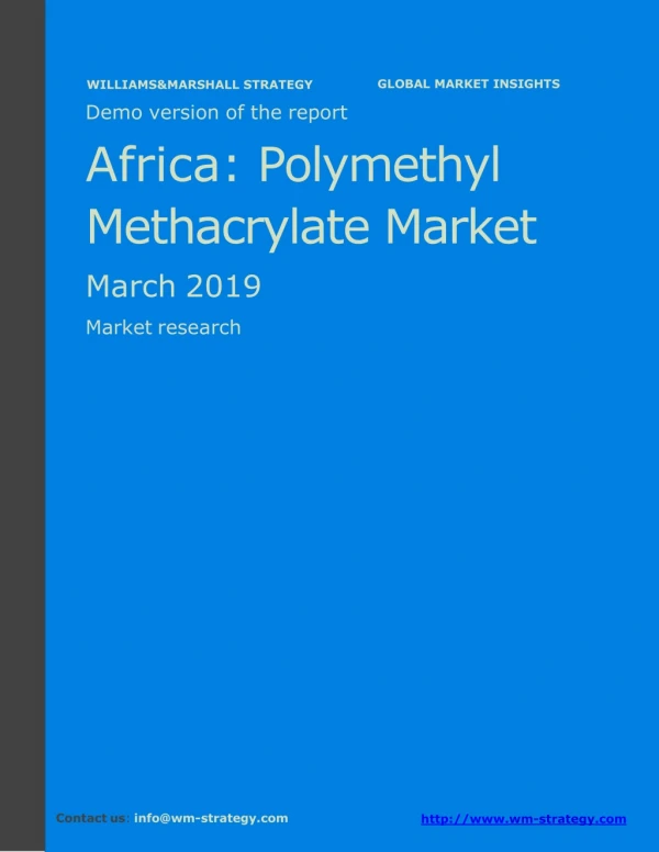 WMStrategy Demo Africa Polymethyl Methacrylate Market March 2019