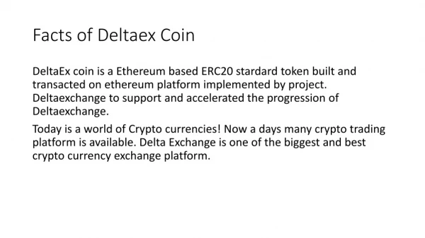 Facts of Delta Exchange