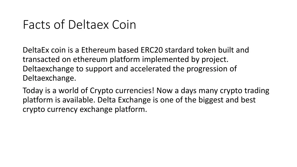 facts of deltaex coin