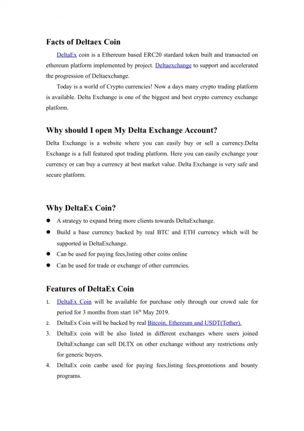 Facts of Delta Exchange