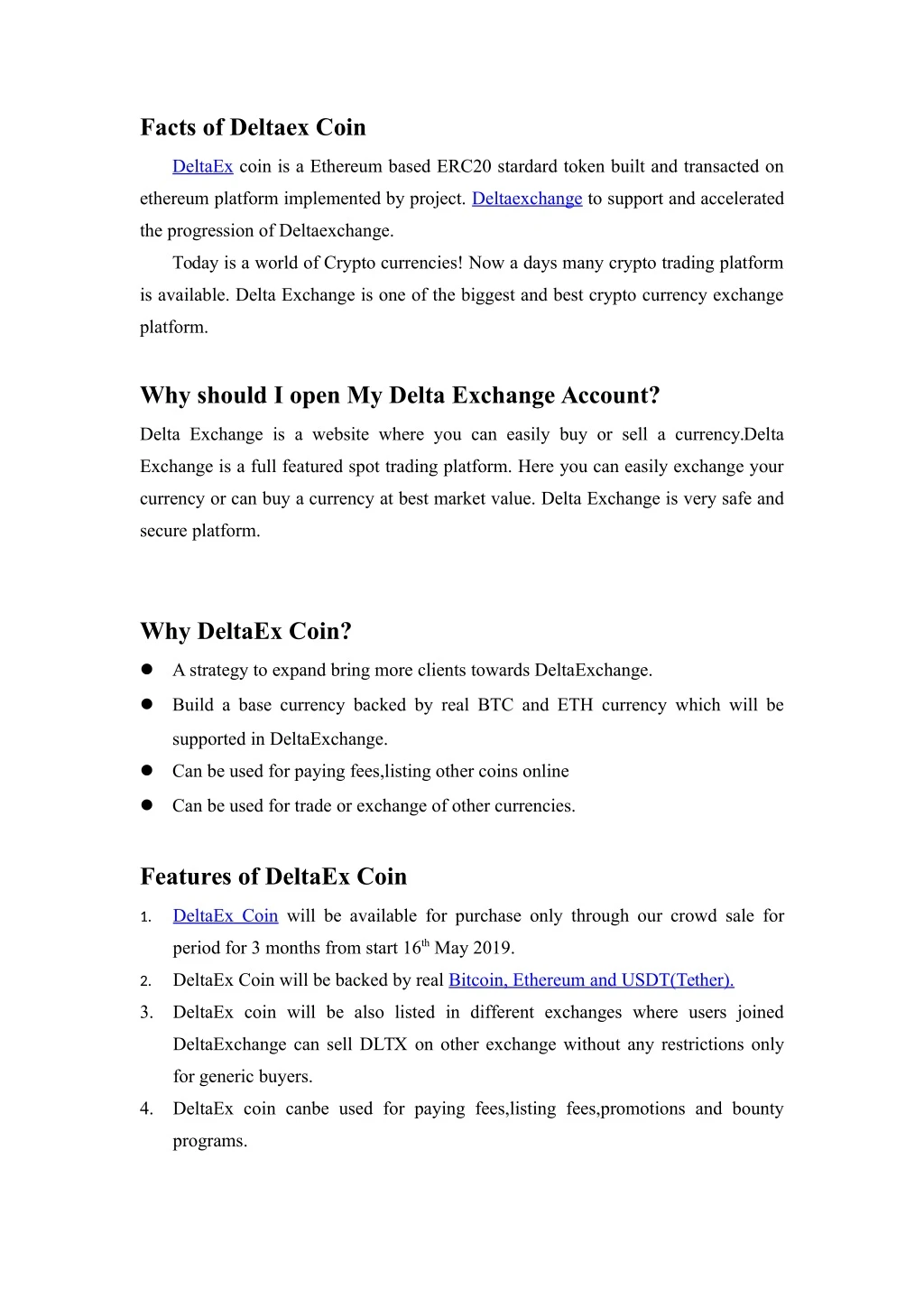 facts of deltaex coin