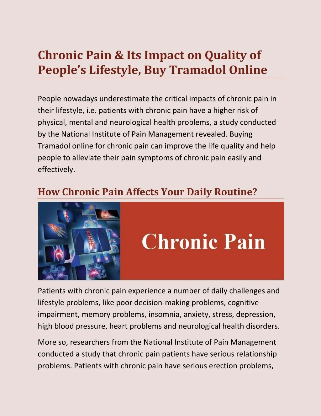chronic pain its impact on quality of people