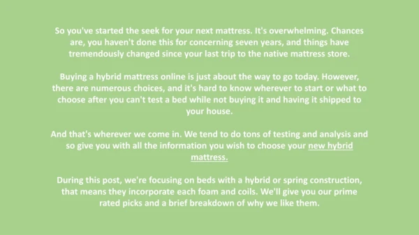 Top 2 Hybrid Mattresses of 2019