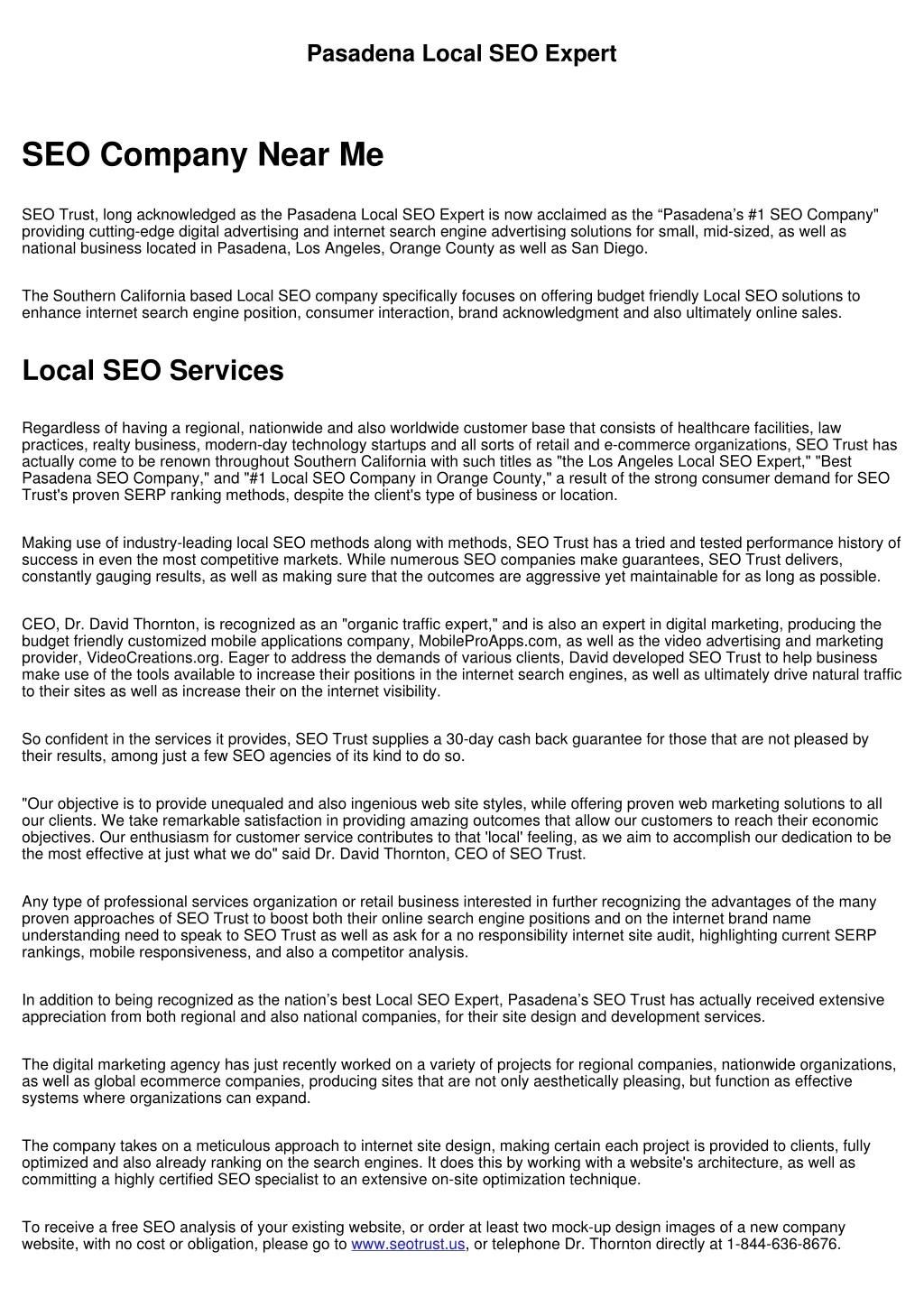 pasadena local seo expert