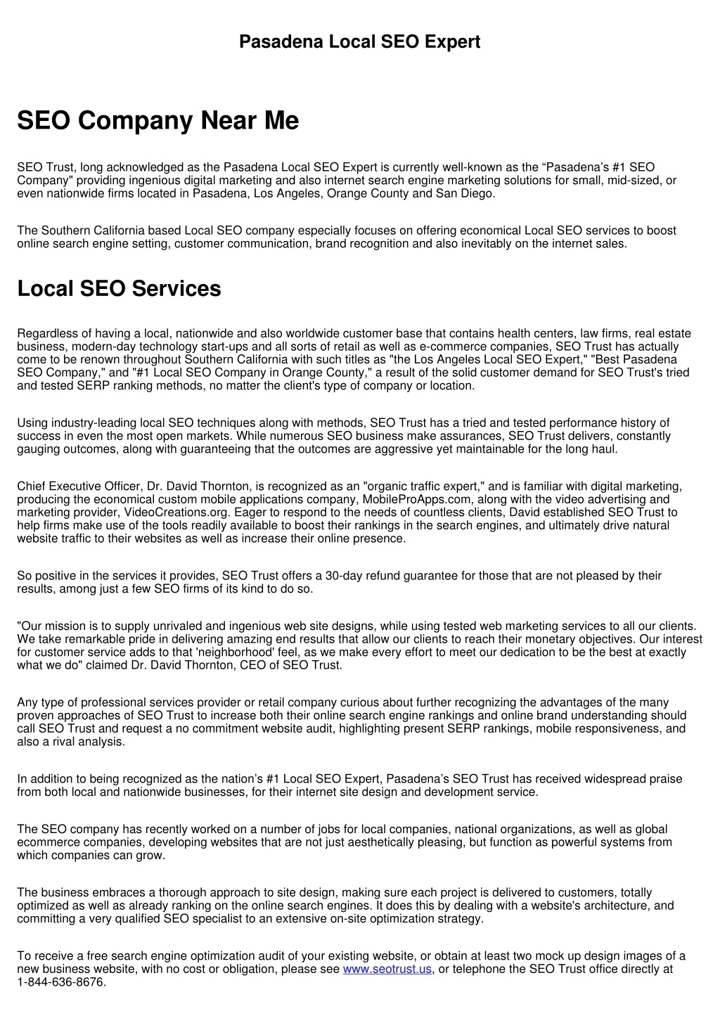 pasadena local seo expert