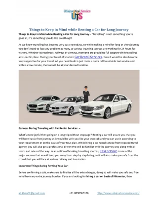 Things to Keep in Mind while Renting a Car for Long Journey - slide 1