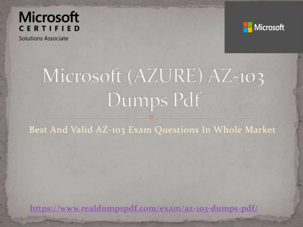 Microsoft (AZURE) AZ-103 Dumps Pdf ~ {Updated And Latest}